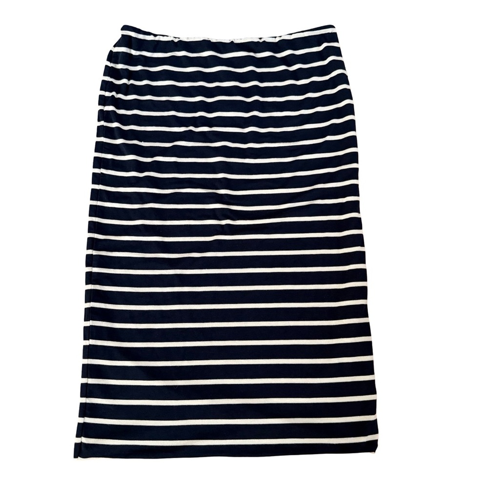 Amour Vert Navy and White Striped Pencil Skirt